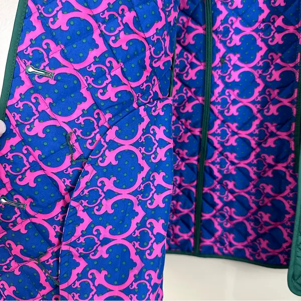 Davina Green Pink Blue Quilted Puffer Jacket Preppy Small Barn Chore Prep - Image 4