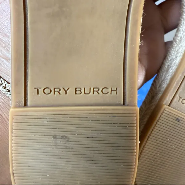 Tory Burch T Monogram Espadrille Slide Sandals SZ:6M - Image 6