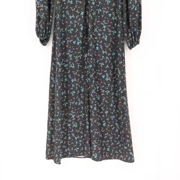 AFRM Revolve Portia Floral Midi Dress‎ Womens Size M Black Noir Neon Ditsy - Image 9
