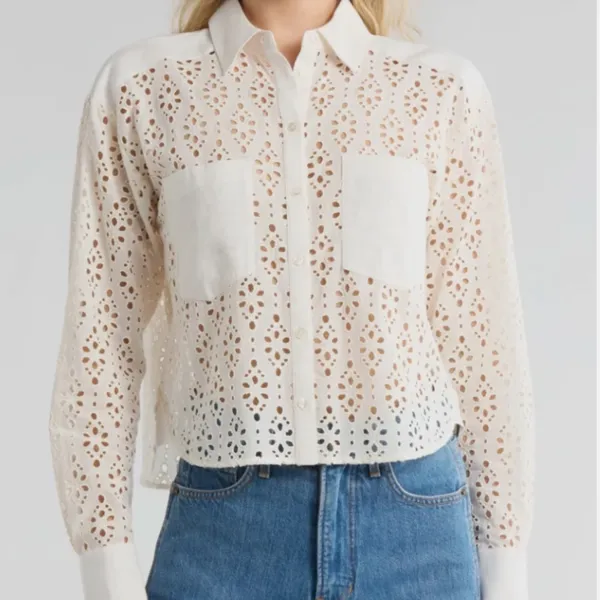 VERONICA BEARD Aderes Eyelet Shirt in White - Size 16 - NWT Brand new! - Image 3