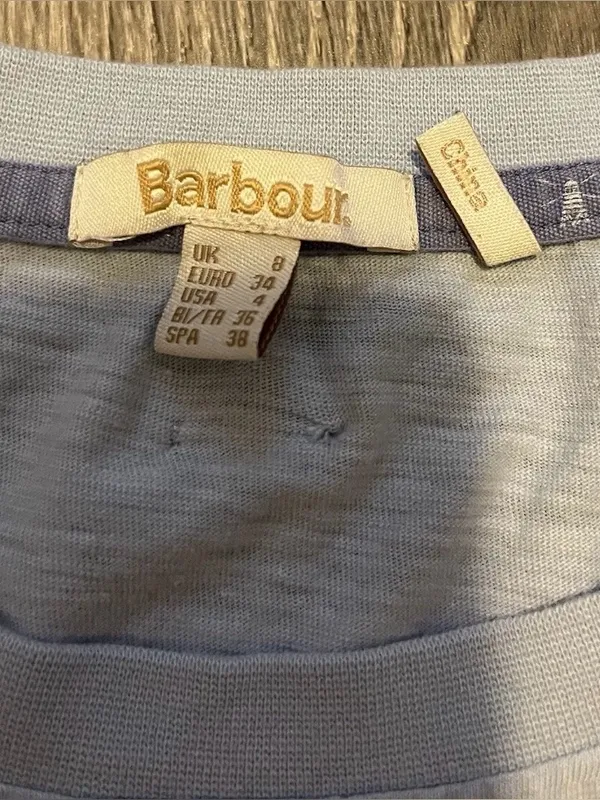 Barbour Pier Top Womens Size 4 Light Blue Cotton Short Sleeve Preppy Classic - Image 6