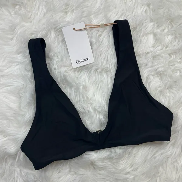 Quince Italian Plunge Bikini Top Black Size Small - Image 4