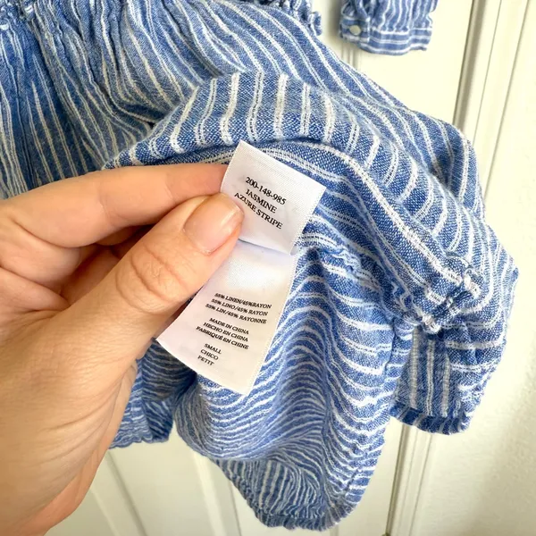 Rails Jasmine Striped Linen Blend Mini Dress Tibet Stripe Blue White S - Image 7