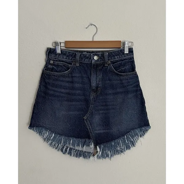 Free People High Waist Bailey Denim Mini skirt 26 - Image 3