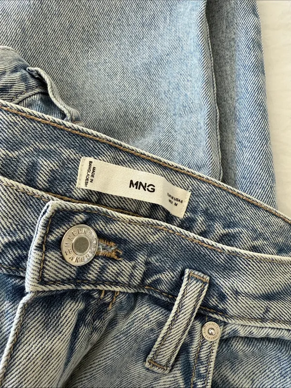 Mango Light Blue Denim Midi Skirt with Front Slit - Image 3