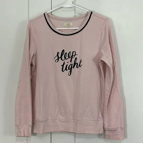 Kate Spade XS Pink, Black Knit Long Sleeve Sleep Tight Pajama Loungewear Top - Image 3