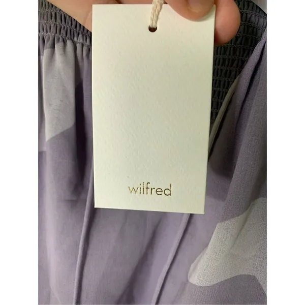 Aritzia Wilfred Castello Blouse Lavender Abstract Print Tie Neck Top Small NEW - Image 5