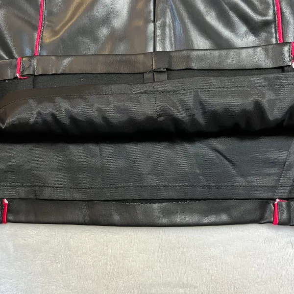 Zara Faux Leather Black Quilted Red Piping Moto Mini Skirt‎ Size L Biker Rock - Image 8