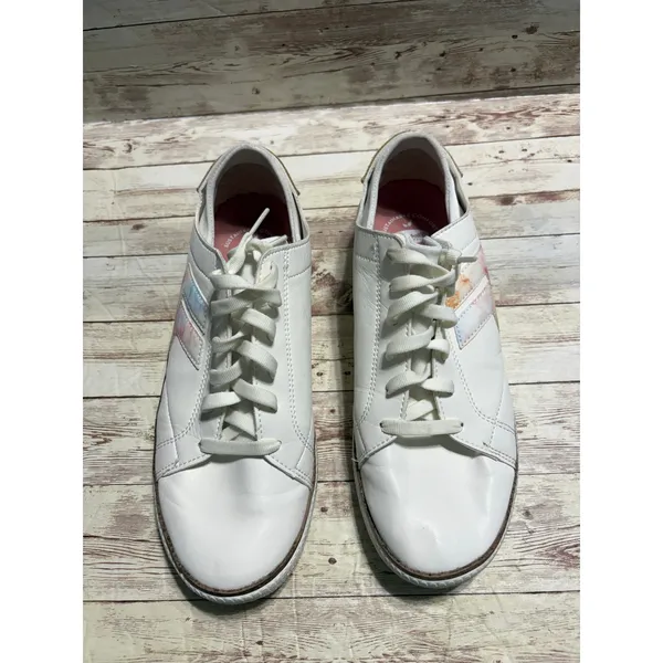 Dr. Scholl's Lace Up Leather Sneakers Women's 10M White Pastel Shoes Comfort - Image 2