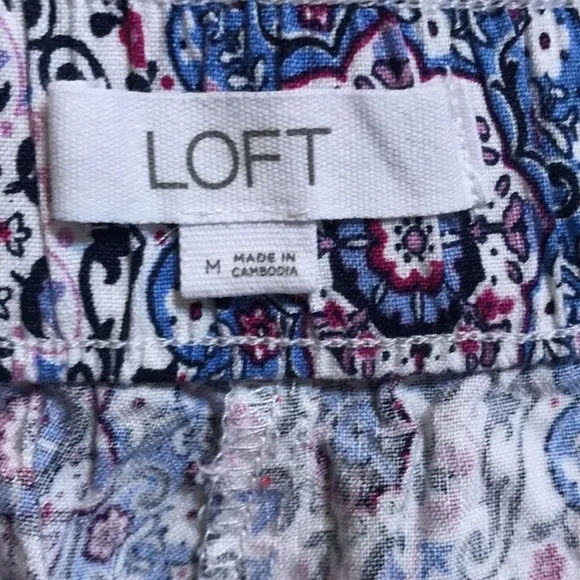 Loft Fluid Wide Leg Crop Pants in Medallion Linen Blend‎ ladies size medium - Image 13