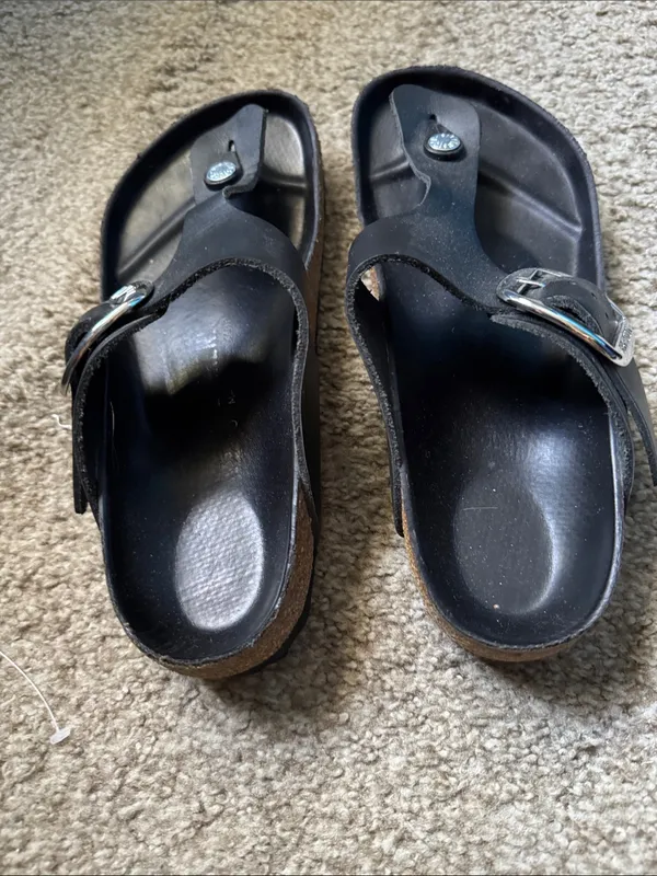 Birkenstock Black Big Buckle Gizeh Thong Sandals - Image 4