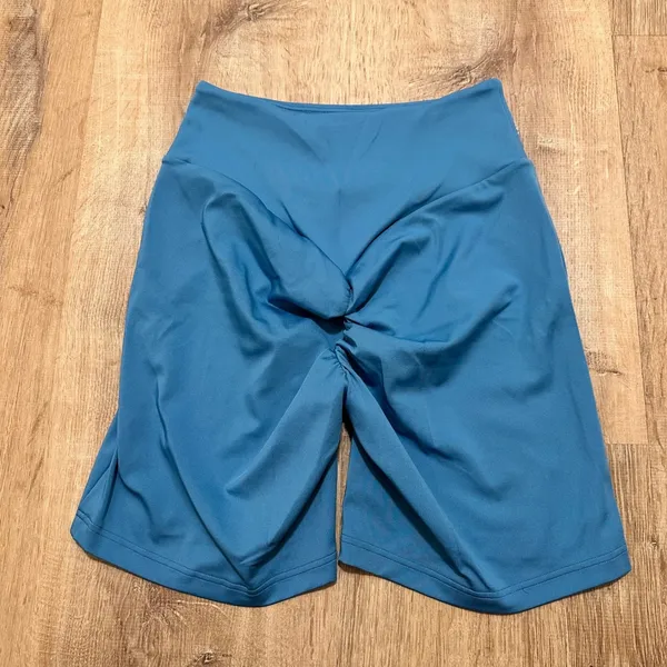 GYMSHARK |‎ Woman's Coastal Blue Reps Biker Ruched Cycling Power Tight Shorts, S - Image 4