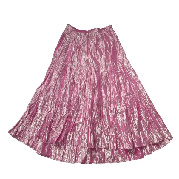 NWT Anthropologie Maeve Alicia in Pink Crinkled Metallic Maxi Skirt 2 - Image 4