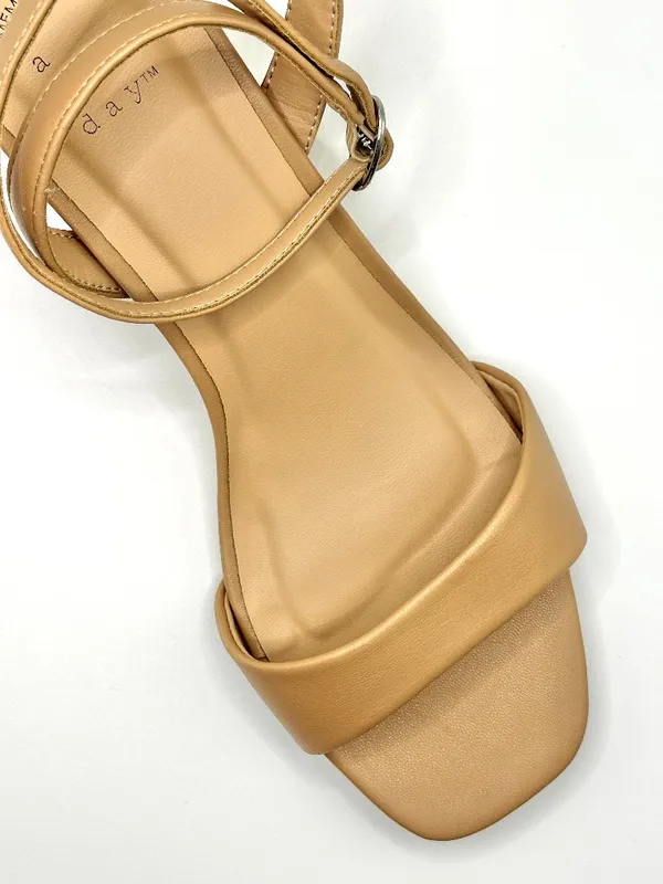 A New Day Shannon Tan Nude Flare Block Heel Sandals Ankle Strap Memory Foam 6.5W - Image 4