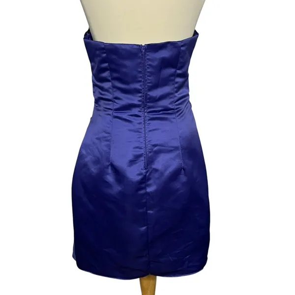 Y2K Strapless Star Box Dress‎ Purple Blue Ruched HOCO Special Occasion Womens L - Image 4