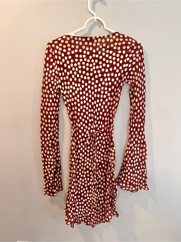 Realisation Par The Brigitte Bell Sleeve Flippy Mini Dress In Plum Size XS - Image 6
