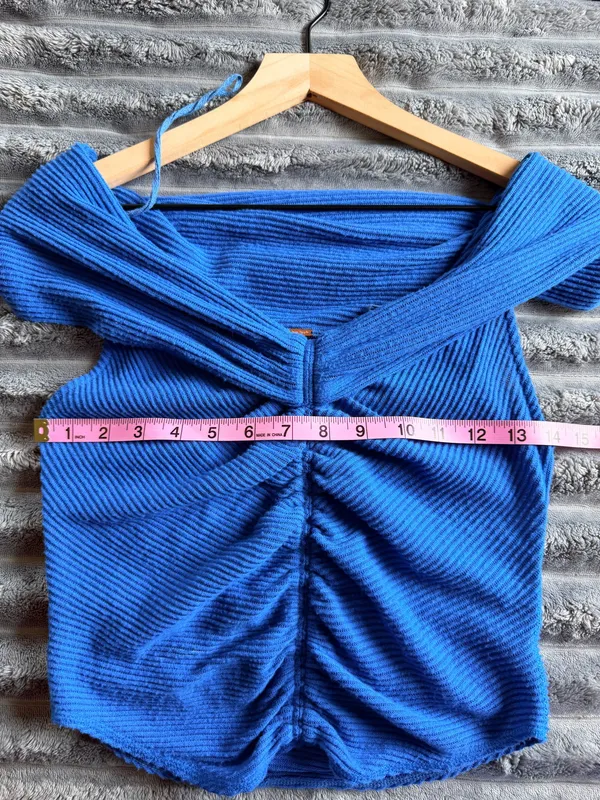 Free People This Cutie Top Off-The-Shoulder Ribbed Blouse Coastal European - Image 4