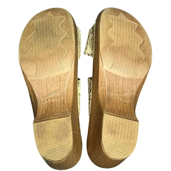 Dansko‎ Sophie Wedge Sandals 11-11.5 Beige Snakeskin Leather Slip On Clogs Shoes - Image 10