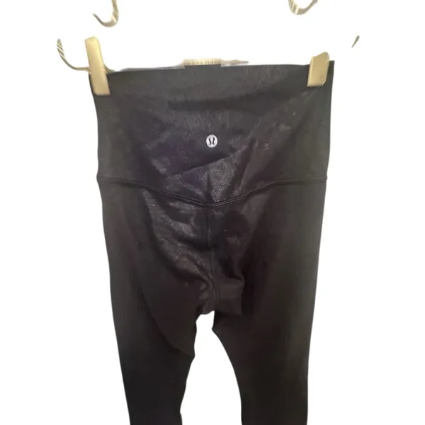 Women's Lululemon Black Shimmer Leggings Size 4 - Image 2