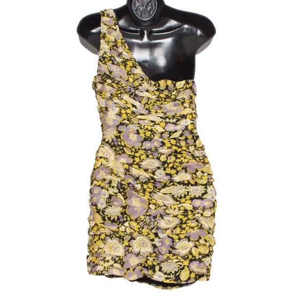 NWT Zara Dress One Shoulder Y2K Retro Statement Party Bold Floral Sheath Small - Image 5