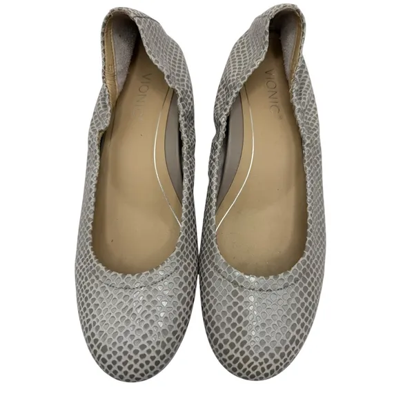 Vionic Alexa Ballet Flats Women 6.5 Gray Leather Lizard Print Orthotic Comfort - Image 2