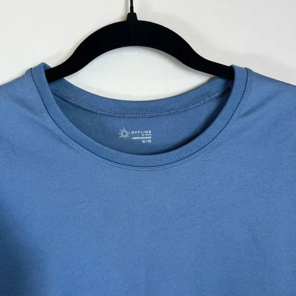 Offline by Aerie Seamless Cropped Top Blue Long Sleeve Stretch Athletic Yoga XL - Image 3