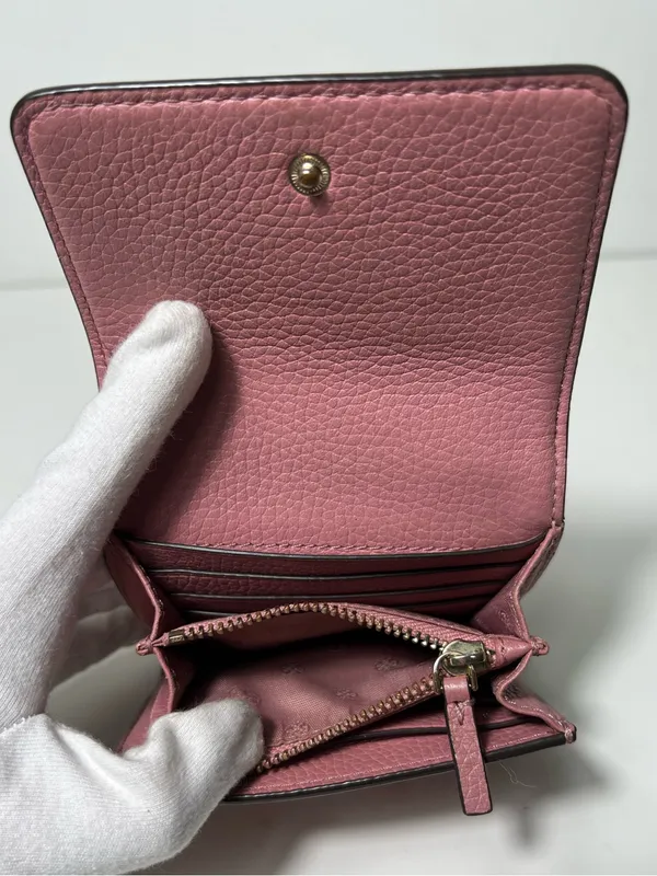 Tory Burch McGraw Pink Pebbled Leather Trifold Compact Mini Wallet - Image 13