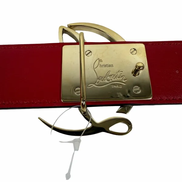 Christian Louboutin CL Logo Calf Leather Belt Leche White Size 90/36 - Image 10