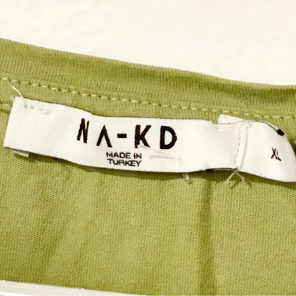 NA-KD Size XL Cotton‎ Logo Print Tshirt in Sage Green - LGREEN - Image 3