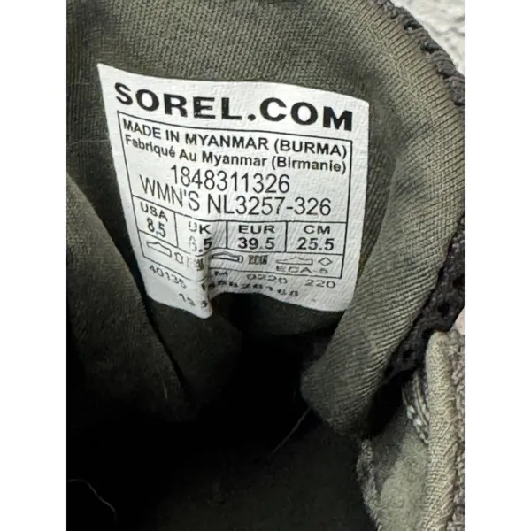 Sorel Out N About Plus Lace Sneakers | Olive Green Waterproof | Women's size 8.5 - Image 8
