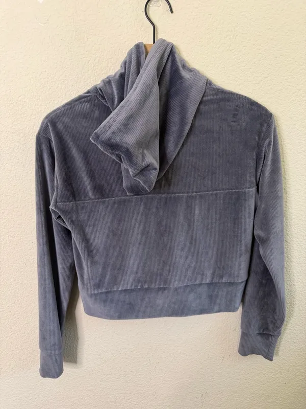 Vuori Women's Haven‎ Half Zip Jacket Hoodie in Azure Blue Velour Womens Size XS - Image 5