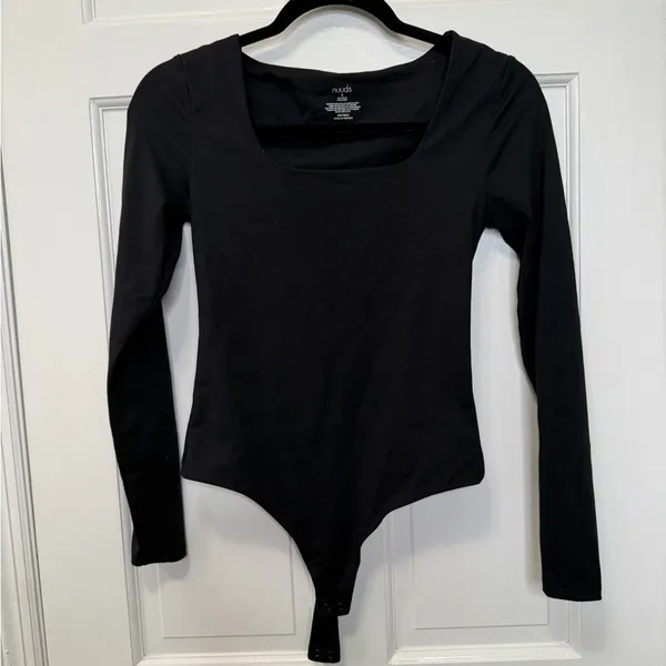 Nuuds Long Sleeve Square Neck‎ Bodysuit Black Size Small - Image 2