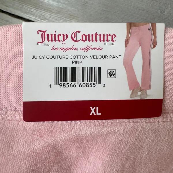 1504 | NWT Juicy Couture Cotton Velour Flare‎ Jogger Track Pants Pink Women XL - Image 5