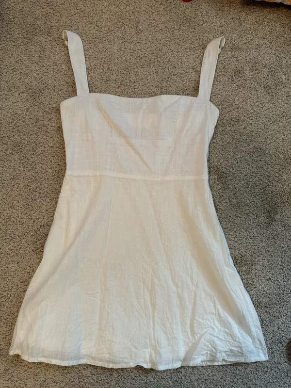 Billy J Boutique White Linen Dress Size 10 - Image 2