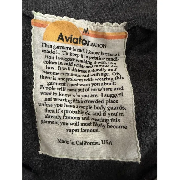 Aviator Nation‎ California is For Lovers Zip Up Hoodie Gray Size Medium - Image 11