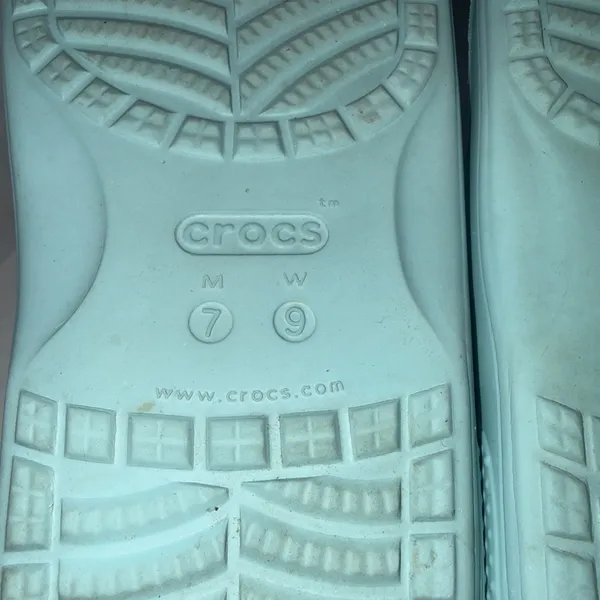 Crocs Classic Two-Strap Slide Sandals Aqua Blue Jibbitz Attached Women's 9 - Image 15