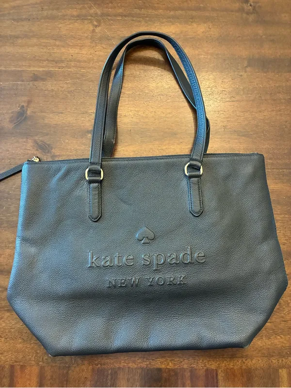 Kate Spade Larchmont Avenue Logo Penny Tote Bag Leather Purse Black - Image 2
