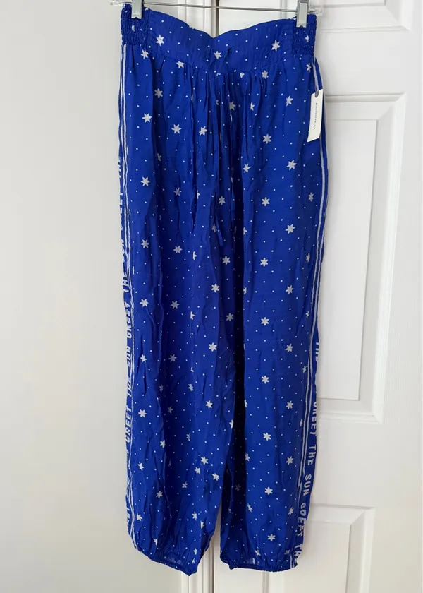 Anthropologie Celandine Sheer Smocked Star-Print Balloon Pants, Size S - Image 7