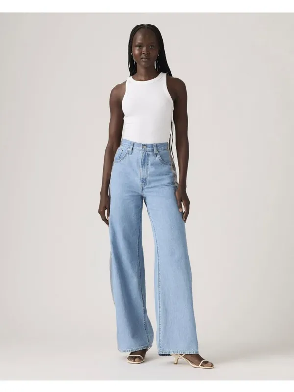 NWT Levi's Women's Blue Cinch Baggy Jeans With Foil Panel 25X31 - Image 2
