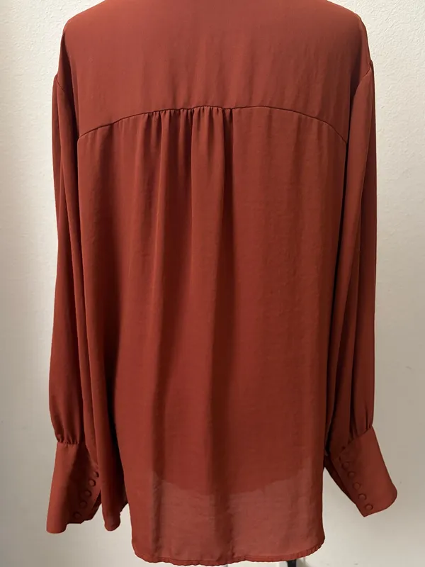 Maurices Rust Button Front Long Sleeve Blouse XXL Fall Office - Image 3