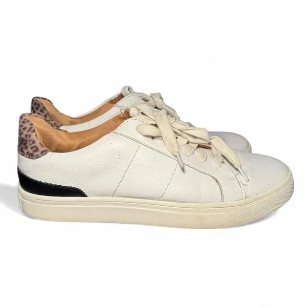 Dolce Vita Women’s Size 7.5 White Leather Sneakers Leopard Print Heel Casual Sho - Image 2