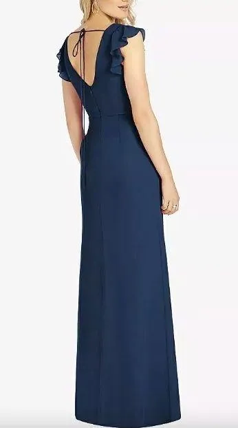 Dessy After 6 Midnight Navy Blue Chiffon Bridesmaid Formal Prom Dress - Image 2