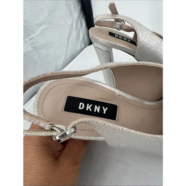 DKNY silver glitter peep-toe slingback - Image 3