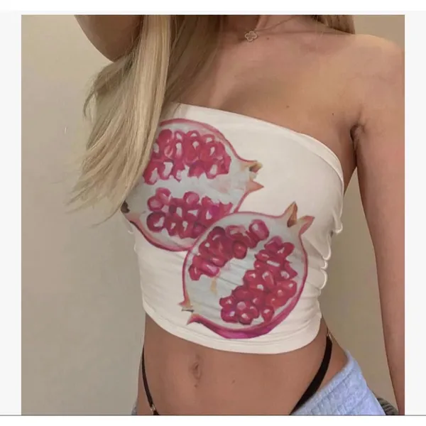 NEW White Y2k Tube Top Strapless Crop Top Pomegranate S - Image 5