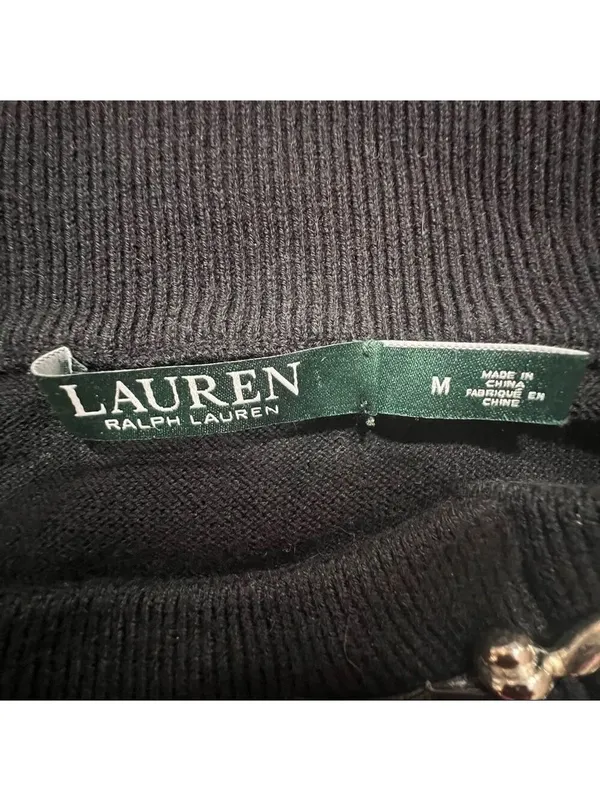 Lauren Ralph Lauren Black Sweater with Buckle Accent Size M - Image 9