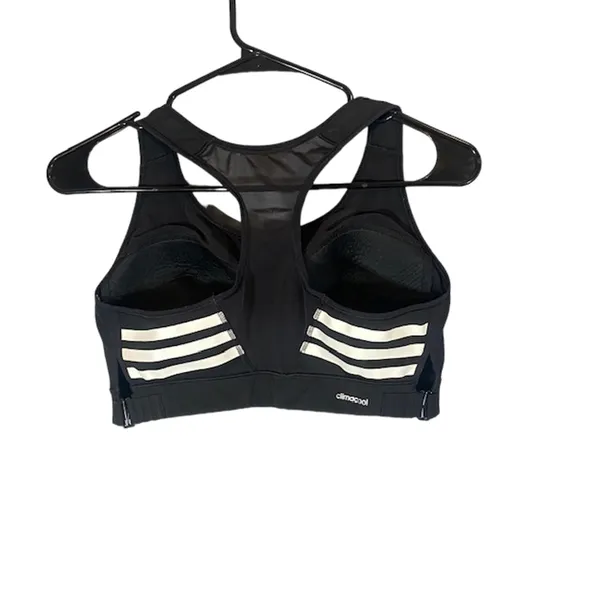 Adidas Black Side Cut Out Racerback Mesh Athletic Gym Sports Bra Women Sz M - Image 2