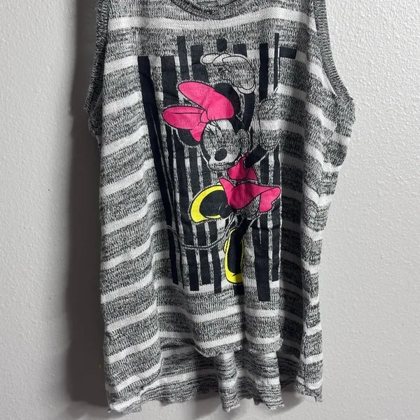 Disney‎ Minnie Mouse Women Stripe Sleeveless Tank Top Gray Size M. - Image 2