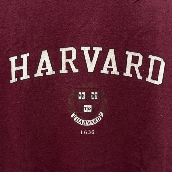 Harvard University Gildan Burgundy T-Shirt‎ College Student Small 100% Cotton - Image 2