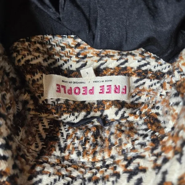 Free‎ People Adore You Plaid Women's Long Coat Size: S - Image 6
