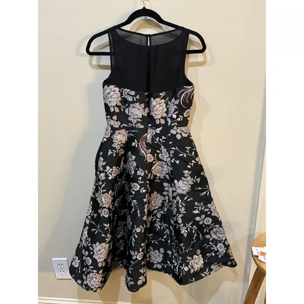 Kate Spade New York Lillianne dress Black Floral Mesh Neckline Size XS Cocktail - Image 3
